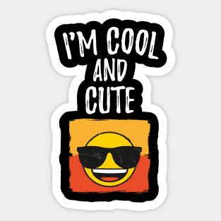 I'm Cool and Cute funny emoji design with retro theme sunglasses Sticker